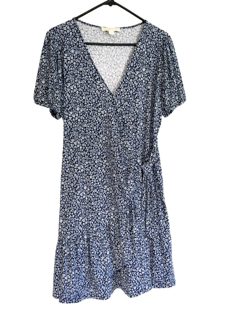 Michael Kors Women's Blue Midi Floral Dress Size Large